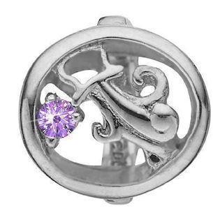 Christina Collect Sterling Silver Aquarius Zodiac with Purple Stone (Jan 20 - Feb 18)
